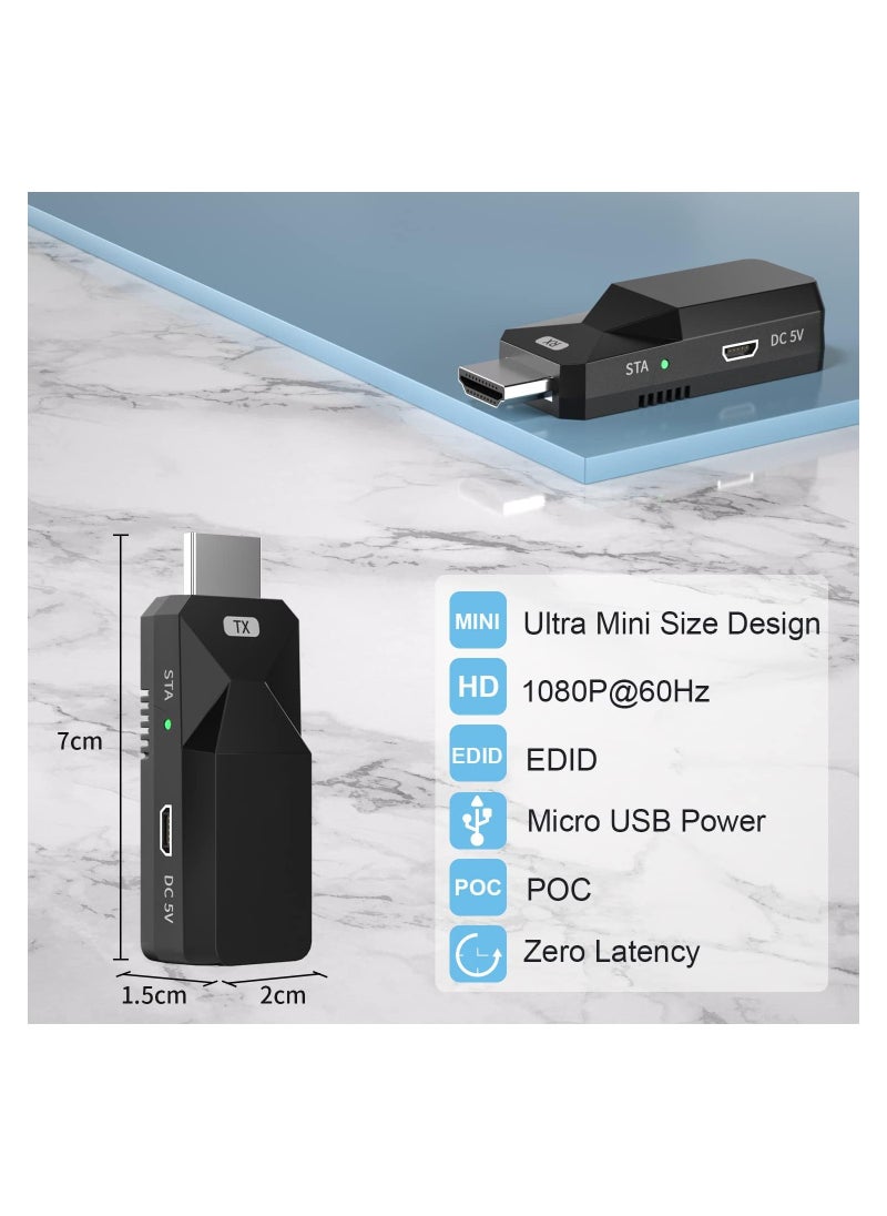 2-Pack 1080P HDMI Extender, Transmit Audio and Video Signals up to 165 Feet via Cat5e/6 Ethernet Cable, Lossless HDMI Long Distance Extension Adapter.