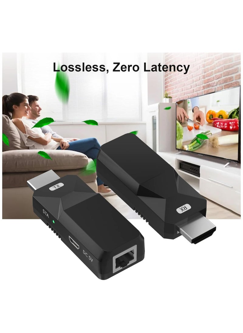2-Pack 1080P HDMI Extender, Transmit Audio and Video Signals up to 165 Feet via Cat5e/6 Ethernet Cable, Lossless HDMI Long Distance Extension Adapter.