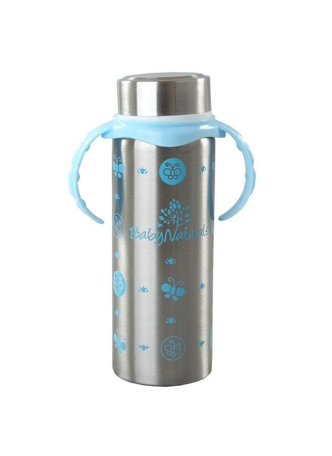 DOMENICO 3 In 1 Baby Steel Feeding Bottle Thermosteel Multifunctionalsipper Nipple & Straw For New Born Babies Toddlers Bpa Free Stylish Design With Handle 240 Ml (For 3+ Month Baby) (Blue)  - Image 4