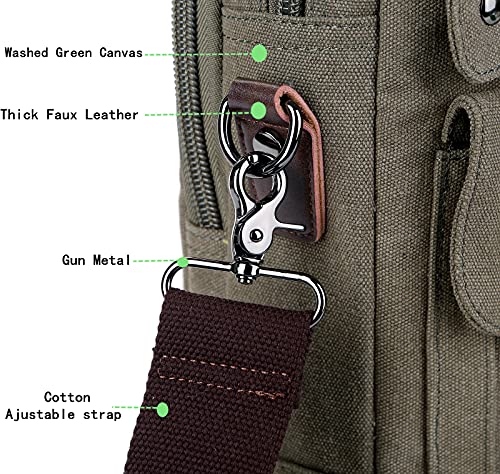 BAOSHA Stylish 17 inch Canvas Laptop Bag Messenger Bag Briefcase Vintage Crossbody Shoulder Bag Military Satchel for Men BC-07 (Army-Green) - Image 4