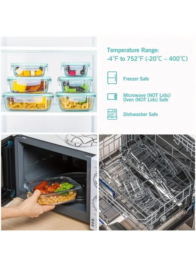 8 قطع حاويات تخزين طعام زجاجية خالية من مادة BPA بأغطية مقاومة للتسرب، آمنة للاستخدام في الميكروويف والفريزر وغسالة الأطباق، مناسبة لتحضير الوجبات والمقبلات والفواكه والخضروات، قابلة لإعادة الاستخدام ومتينة لتنظيم المطبخ باللون الأزرق. - Image 4
