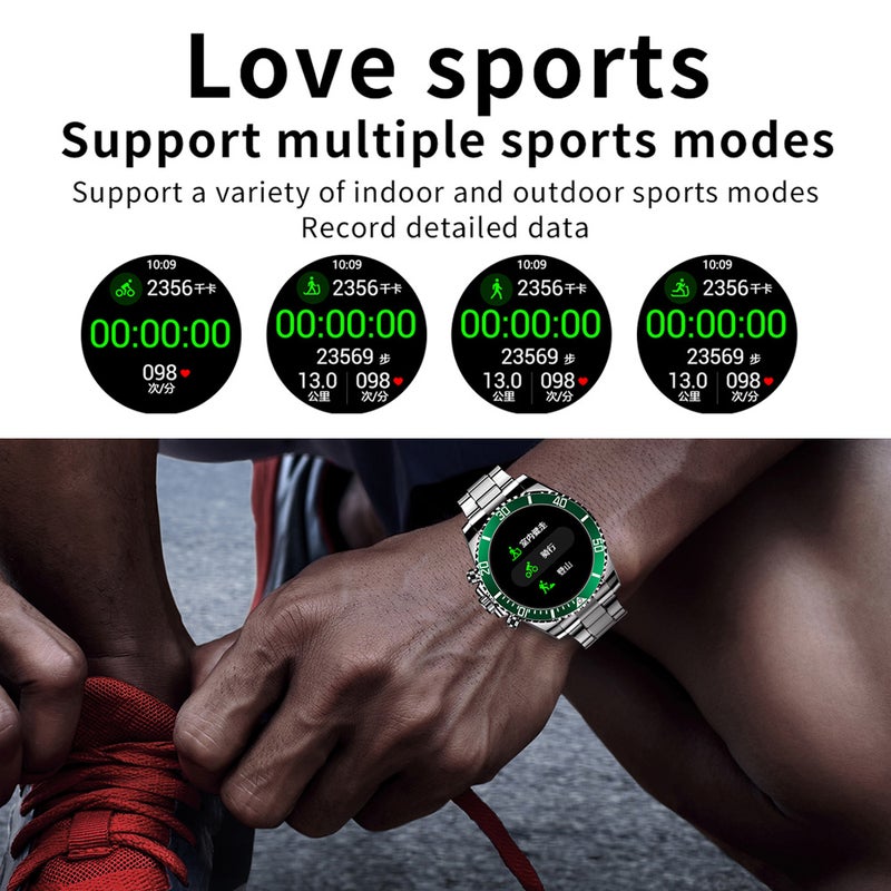 Smart Watch BT Call Blood Oxygen Heart Rate Monitor Sleep Tracker Exercise Mode Message Reminder for Android/iOS Stainless Steel Men's Business Watch - Image 5