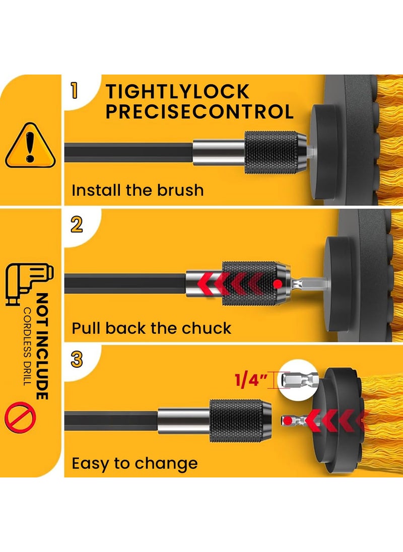 STHIRA STHIRA 11Pcs Drill Brush Attachment Set with Extension Rod Flat Round Hard Bristle Brushes Scrub Pads Sponge Pads Universal Power Scrubber for Tiles Kitchen Furniture HeavyDuty Cleaning  - Image 3
