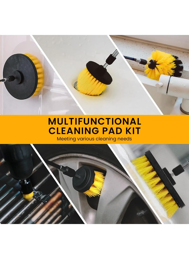 STHIRA STHIRA 11Pcs Drill Brush Attachment Set with Extension Rod Flat Round Hard Bristle Brushes Scrub Pads Sponge Pads Universal Power Scrubber for Tiles Kitchen Furniture HeavyDuty Cleaning  - Image 4