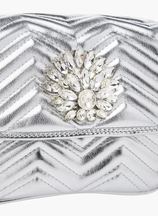 بابريكا حقيبة كروس بودي نسائية مزينة بحزام سلسلة وإغلاق قلاب