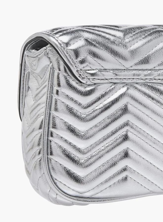 بابريكا حقيبة كروس بودي نسائية مزينة بحزام سلسلة وإغلاق قلاب