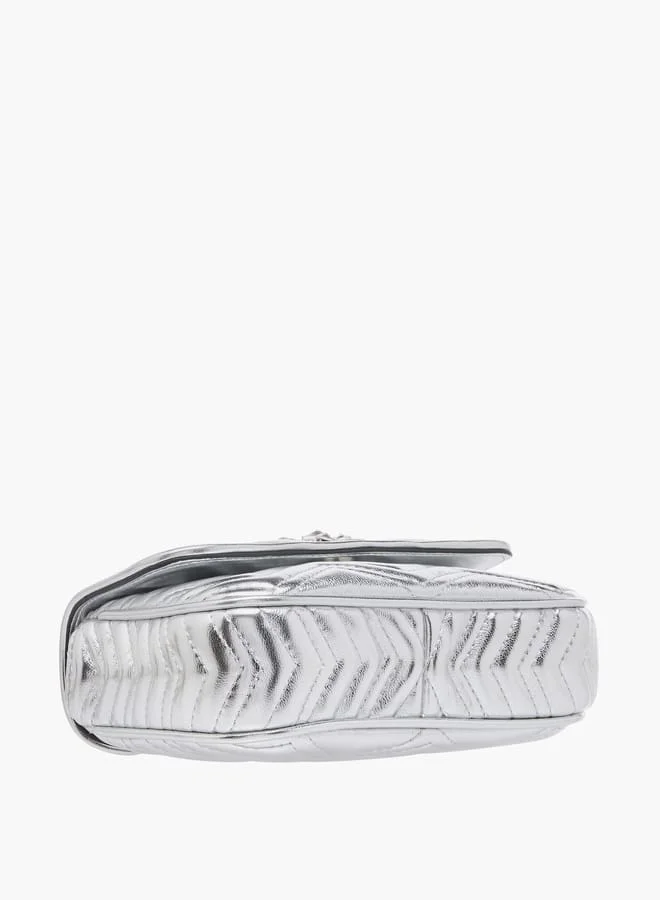 بابريكا حقيبة كروس بودي نسائية مزينة بحزام سلسلة وإغلاق قلاب