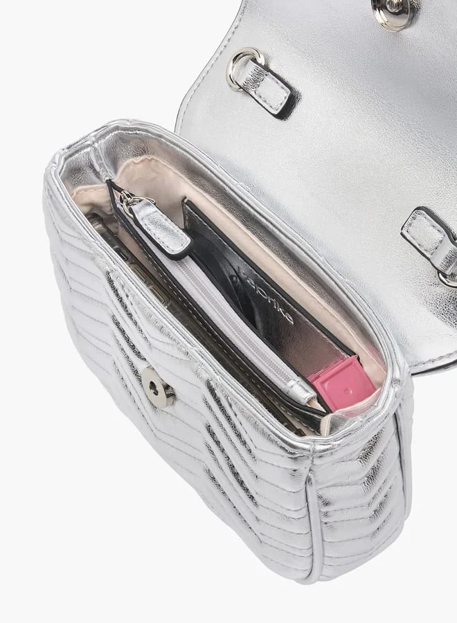 بابريكا حقيبة كروس بودي نسائية مزينة بحزام سلسلة وإغلاق قلاب