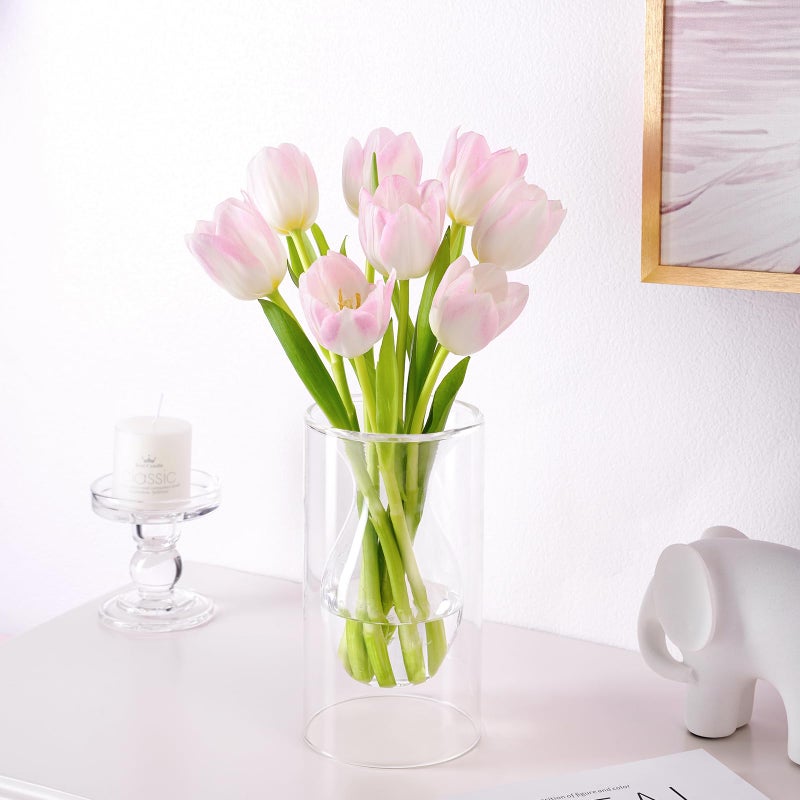 ZENS Unique Small Flower Vase  Modern Double Hollow Clear Glass Vase  Floating Decorative Vase Hand Blown Cool Bud Vase for Home Small Bouquet  Wedding Centerpieces - Image 5