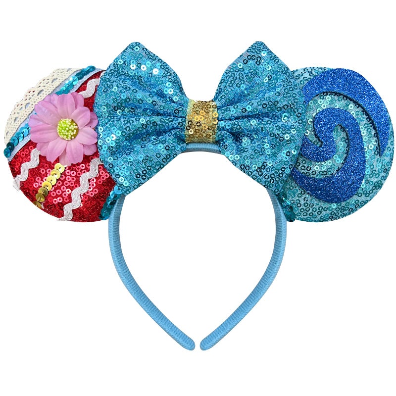 Bmobuo Blue Bow Mouse Ears Headband for Women, Adults, 1 Count (Pack of 1), Perfect for Theme Party, Cosplay, Birthday Party