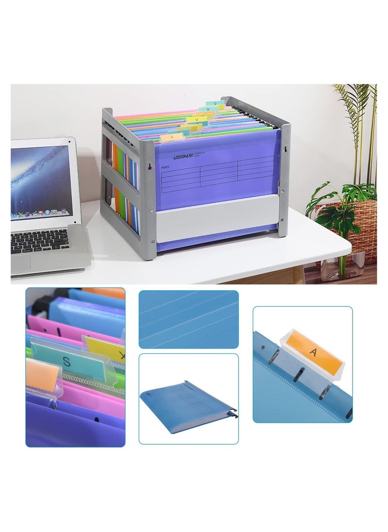 Generic - 12 Pack Hanging File Folders with Tab and Card Inserts, Polypropylene Hanging File Folders for Bulky Files, Medical Charts, Assorted Colors, Letter Size Office School Desktop File Storage - Image 1