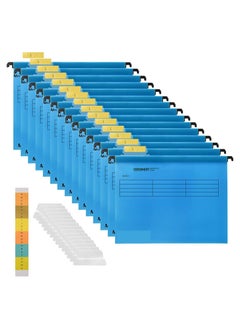 12 Pack Hanging File Folders with Tab and Card Inserts, Polypropylene Hanging File Folders for Bulky Files, Medical Charts, Assorted Colors, Letter Size Office School Desktop File Storage