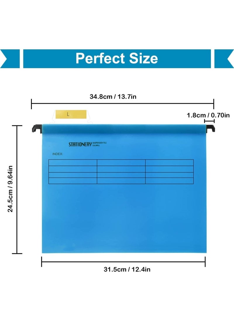 Generic - 12 Pack Hanging File Folders with Tab and Card Inserts, Polypropylene Hanging File Folders for Bulky Files, Medical Charts, Assorted Colors, Letter Size Office School Desktop File Storage - Image 1