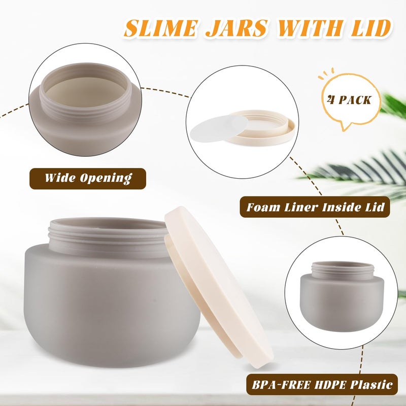 USRommaner 4 Pack 8 Oz Plastic Jars Round Cosmetic Container With Lids Wide Mouth Soft Slime Jars For Lotion Hand Cream Ointments Makeup Body Butter Rhinestone Samples Pot Travel Make Up Storage (Grey) - Image 2