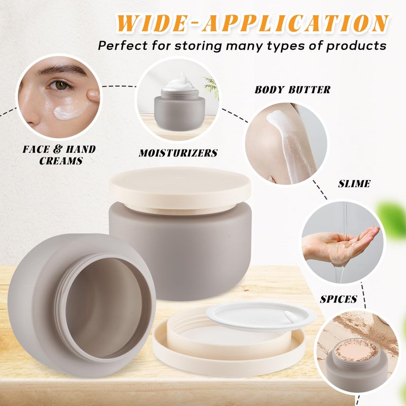 USRommaner 4 Pack 8 Oz Plastic Jars Round Cosmetic Container With Lids Wide Mouth Soft Slime Jars For Lotion Hand Cream Ointments Makeup Body Butter Rhinestone Samples Pot Travel Make Up Storage (Grey) - Image 4