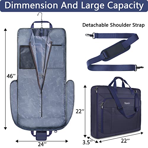 Mancro Carry On Suit Garment Bags for Travel, Suit Bag with Adjustable Shoulder Strap, Waterproof Foldable Luggage Bag for Men Women, Large Travel Garment Bags for Hanging Clothes, Blue - Image 3