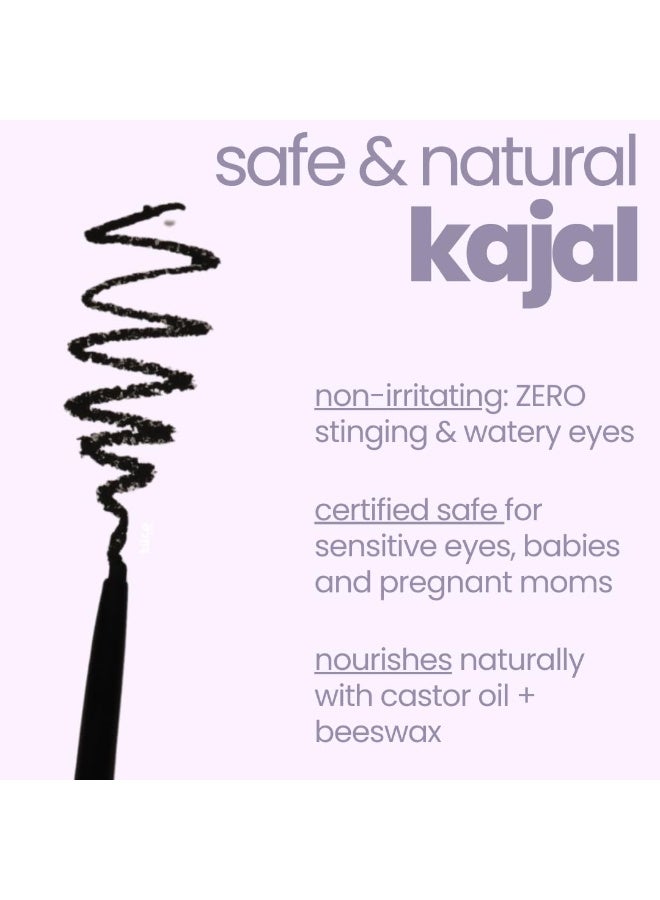 TuCo® Kids Matte Kajal | With Castor Oil & Almond | Safe Kajal For Babies | Smudge-Proof, Water-Proof, Preservative-Free & 100% Lead-Free | Long Lasting, Natural | Black, 15gm - Image 3