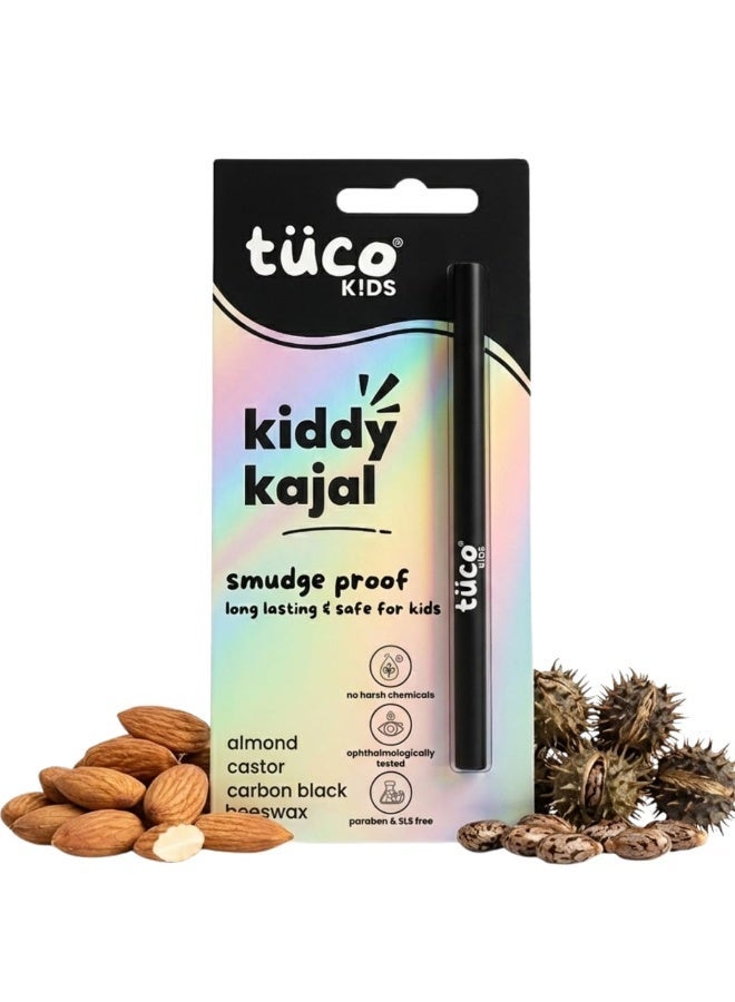 TuCo® Kids Matte Kajal | With Castor Oil & Almond | Safe Kajal For Babies | Smudge-Proof, Water-Proof, Preservative-Free & 100% Lead-Free | Long Lasting, Natural | Black, 15gm - Image 1