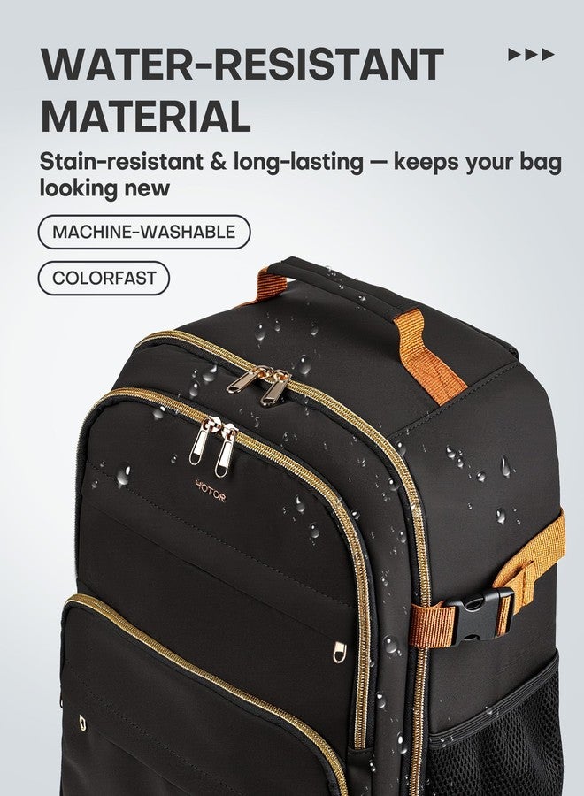 HOTOR Travel Backpack for Women - Large 15.6 Inch Laptop Computer Bag Carry on Backpack Flight Approved Personal Item Bag, Black, 13.0" x 8.3" x 18.5" - Image 4