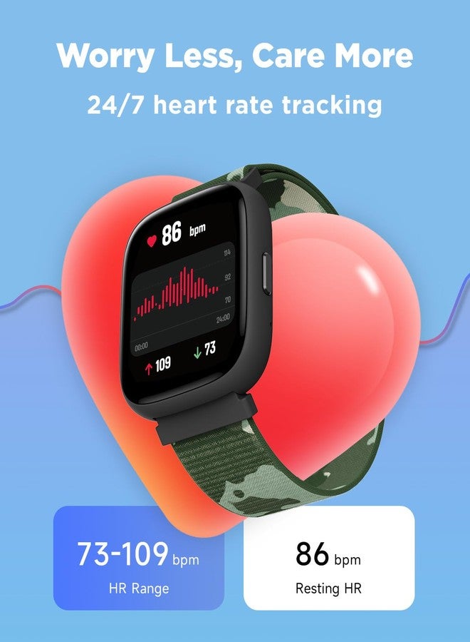 بيجرفايف ساعة BIGGERFIVE الذكية للأطفال، شاشة 1.8 بوصة، عداد خطوات، مراقب نوم، نبضات قلب، تنبيه بالاهتزاز على مدار الساعة، مقاومة للماء بمعيار IP68، مزودة بلعبة ألغاز، مع تطبيق/بدون تطبيق، مناسبة للأطفال من عمر 5 إلى 16 عامًا - Image 5