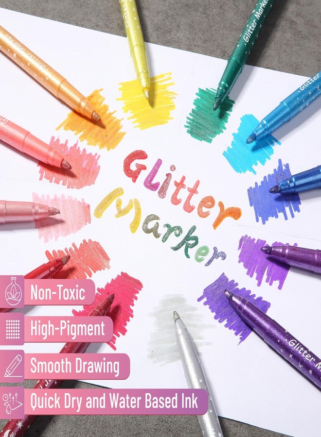 Mr. Pen- Glitter Markers, 12 pcs, Assorted Color, Medium Tip Glitter Markers for Kids and Adults, Halloween Supplies - Image 5
