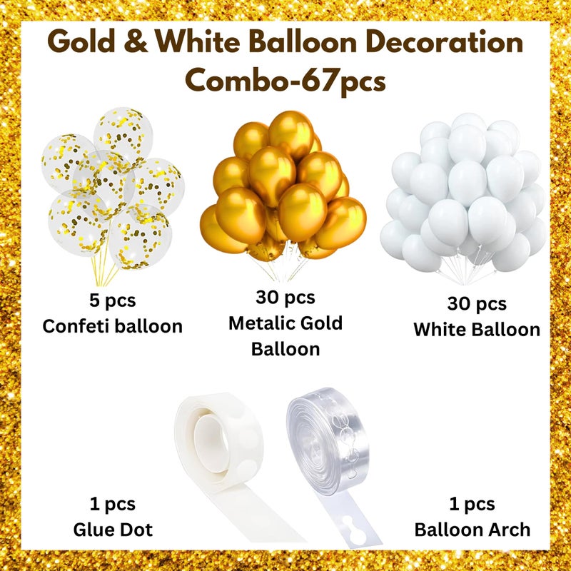 WP WANNA PARTY Wanna Party Rubber Balloons, Gold Balloons White Balloons for Birthday Decoration Kit, Happy Anniversary Balloons Decor, Baby Shower Balloon Backdrop,Arch Balloon Garland Decoration Kit-67 Pcs - Image 2