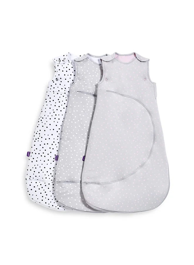 Snuz Pouch Sleeping Bag For Infant Baby 0.5 Tog Clever Nappy Change Zip 100% Cotton For Temperatures Within 24 - 27 Celsius Suitable From 0 To 6 Months Maximum Baby Length 68 Cm - White Spot