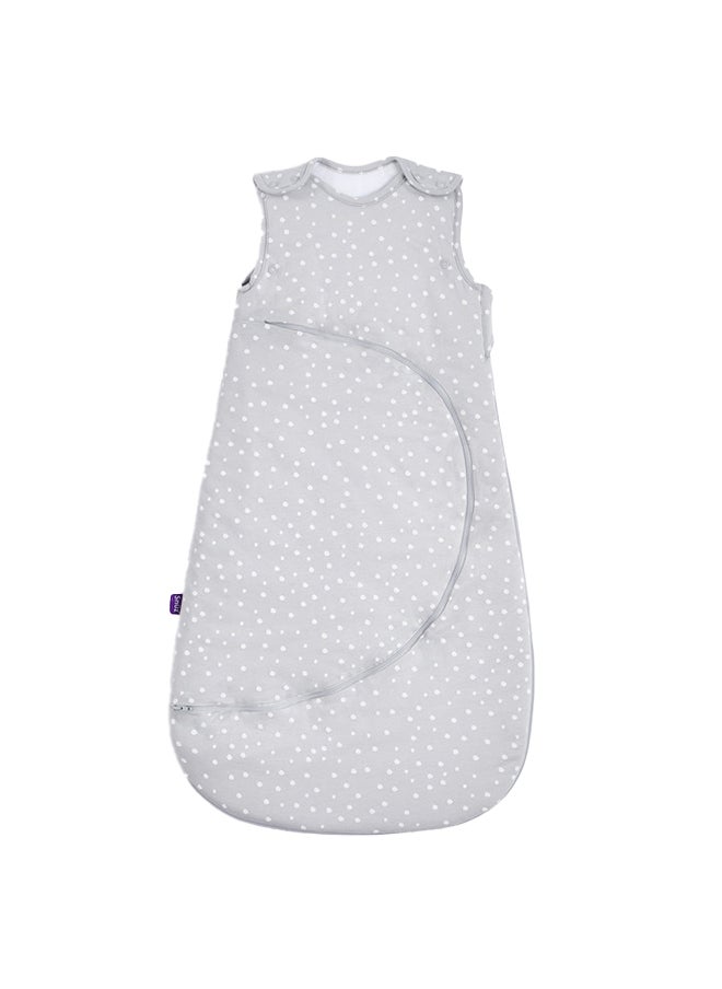 Snuz Pouch Sleeping Bag For Infant Baby 0.5 Tog Clever Nappy Change Zip 100% Cotton For Temperatures Within 24 - 27 Celsius Suitable From 0 To 6 Months Maximum Baby Length 68 Cm - White Spot  - Image 1