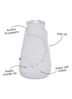 Snuz Pouch Sleeping Bag For Infant Baby 0.5 Tog Clever Nappy Change Zip 100% Cotton For Temperatures Within 24 - 27 Celsius Suitable From 0 To 6 Months Maximum Baby Length 68 Cm - White Spot  - Image 2