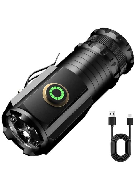 LED Emergency Torch Light Handheld Flashlight 5000 High Lumens,Rechargeable Torch Water Resistant with 5 Modes,Compact Pocket Clip Torchs for Outdoor Activity & Emergency,Camping,Hiking