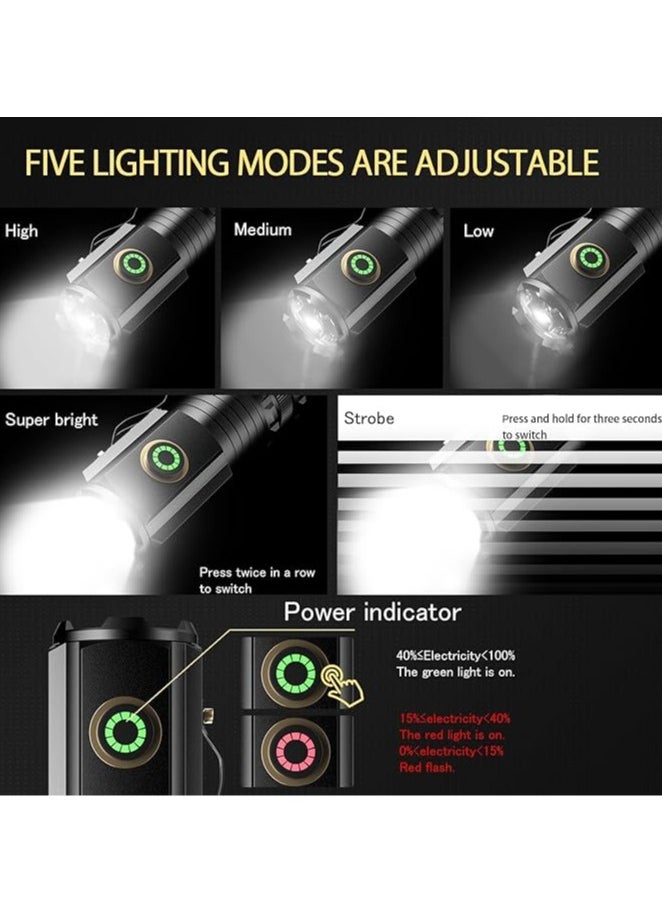 Arabest LED Emergency Torch Light Handheld Flashlight 5000 High Lumens,Rechargeable Torch Water Resistant with 5 Modes,Compact Pocket Clip Torchs for Outdoor Activity & Emergency,Camping,Hiking  - Image 5