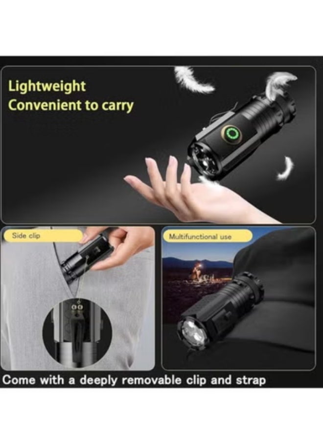 Arabest LED Emergency Torch Light Handheld Flashlight 5000 High Lumens,Rechargeable Torch Water Resistant with 5 Modes,Compact Pocket Clip Torchs for Outdoor Activity & Emergency,Camping,Hiking - Image 2