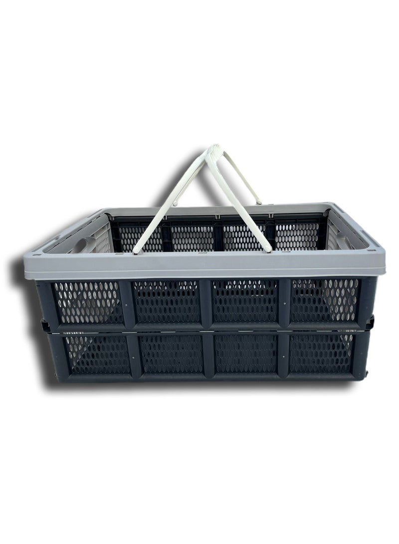 Generic Collapsible Reusable Plastic Grocery Shopping Basket, Small Foldable Storage Crates with Handles  - Image 1