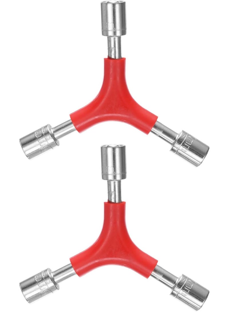 GGOOT 2pcs Y-Shaped 3 Way Wrench 8mm 9mm 10mm Y-Type Inner Hexagon Spanner Chrome Plating Portable Bike Torque Spanner Y Socket Wrench for Bicycle Cycling Repair Hardware Tools, Red  - Image 1
