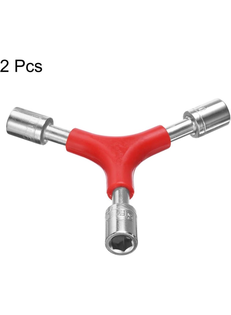 GGOOT 2pcs Y-Shaped 3 Way Wrench 8mm 9mm 10mm Y-Type Inner Hexagon Spanner Chrome Plating Portable Bike Torque Spanner Y Socket Wrench for Bicycle Cycling Repair Hardware Tools, Red  - Image 3