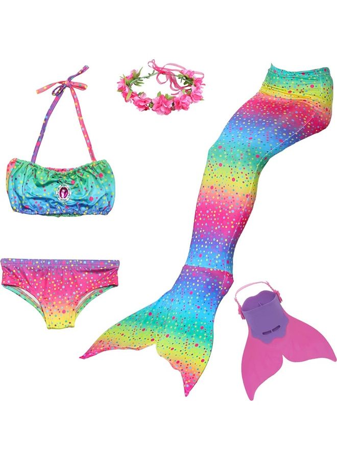 مجموعة زي تنكري للسباحة بتصميم حورية البحر مكونة من 5 قطع 110سم - Image 1