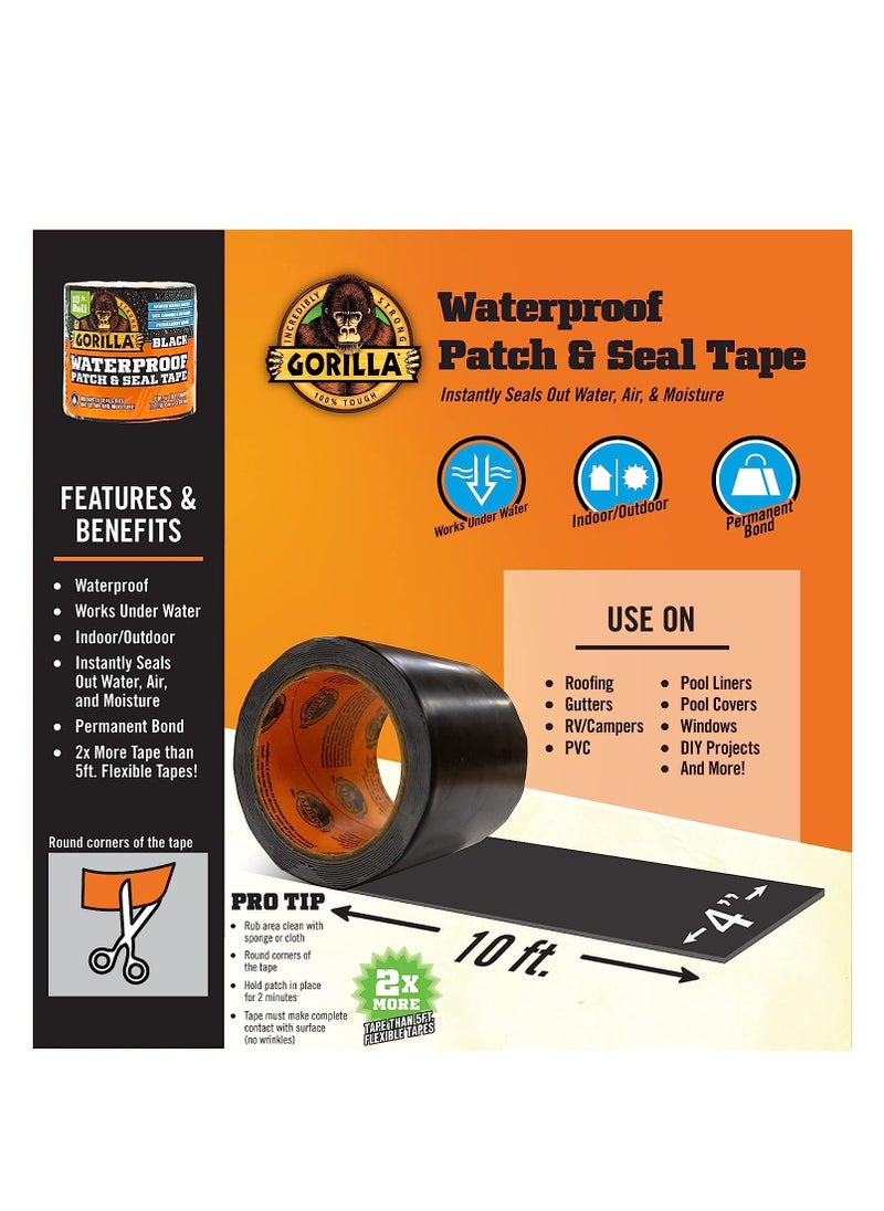 Gorilla Gorilla waterproof patch & seal tape 4" x 10' black pack of 1  - Image 3