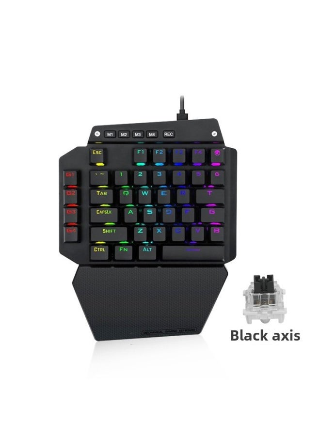 Generic - E Element K700 One-handed Mechanical Keyboard RGB Backlit PS4 Jedi Survival Throne Eating Chicken Game Keyboard-Color:Black Green Shaft - Image 1