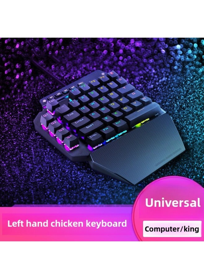 Generic - E Element K700 One-handed Mechanical Keyboard RGB Backlit PS4 Jedi Survival Throne Eating Chicken Game Keyboard-Color:Black Green Shaft - Image 1