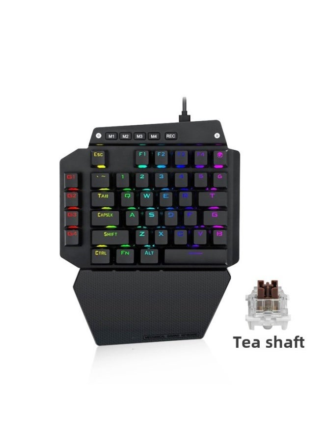 Generic - E Element K700 One-handed Mechanical Keyboard RGB Backlit PS4 Jedi Survival Throne Eating Chicken Game Keyboard-Color:Black Green Shaft - Image 1