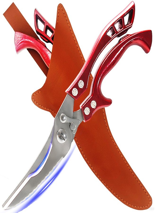 ANDONG Heavy Duty Kitchen Shears by ANDONG, Kitchen Scissors,Stainless Steel Poultry Shears Heavy Duty Professional, Red - Image 1