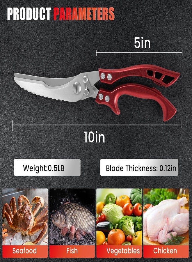 ANDONG Heavy Duty Kitchen Shears by ANDONG, Kitchen Scissors,Stainless Steel Poultry Shears Heavy Duty Professional, Red - Image 3