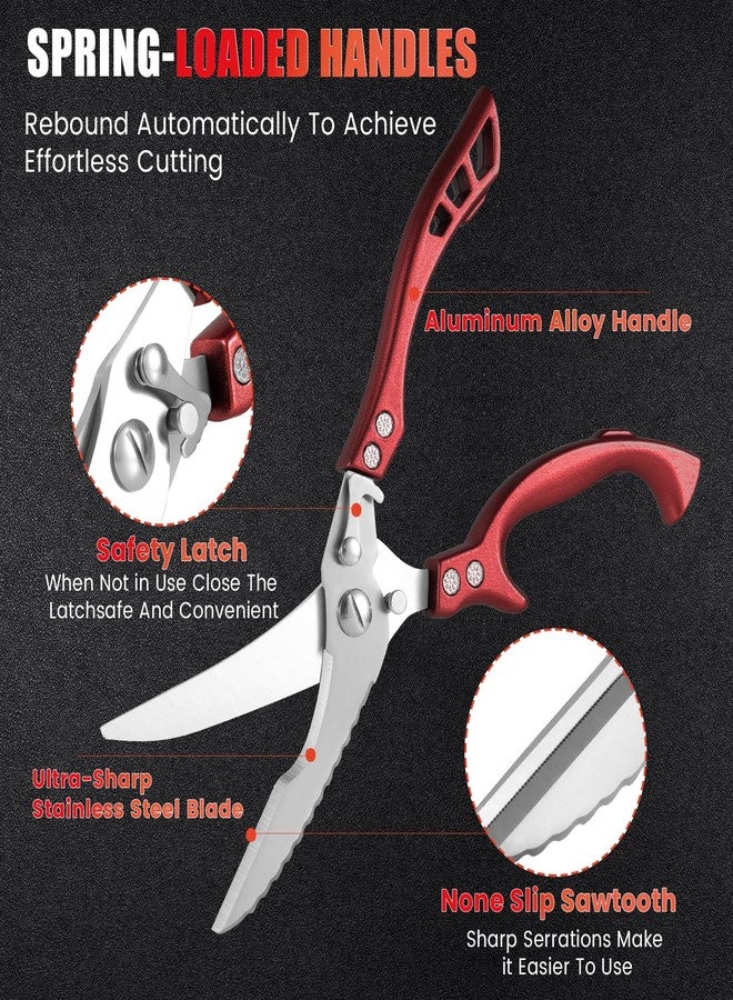 ANDONG Heavy Duty Kitchen Shears by ANDONG, Kitchen Scissors,Stainless Steel Poultry Shears Heavy Duty Professional, Red - Image 2