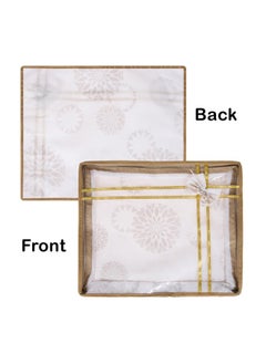Kuber Industries Kuber Industries Pack of 9 Saree Storage Bag | 3 Inch | Lightweight-Portable Garments Bag | Non Woven Wardrobe Bag Set | Top Visible Window Clothes Bags | Bow-Gola Print | White  - Image 2