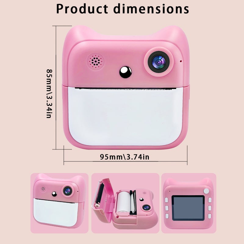 Kids Instant Print Camera: Pink, 2400W Pixels, Inkless Thermal Printing - Front Rear Lenses, Portable Camera Instant Print for Kids Birthday Christmas Gifts - Image 4