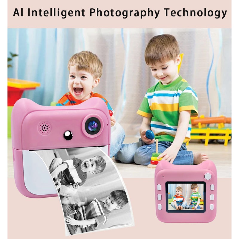 Kids Instant Print Camera: Pink, 2400W Pixels, Inkless Thermal Printing - Front Rear Lenses, Portable Camera Instant Print for Kids Birthday Christmas Gifts - Image 5