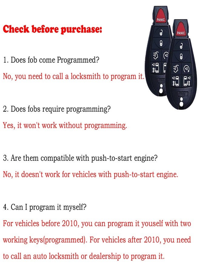 MechanMagic Key Fob Replacement Compatible for Chrysler Town and Country Dodge Grand Caravan 2008-2020 Car Keyless Entry Remote Control M3N5WY783X IYZ-C01C - Image 2