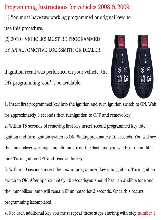 MechanMagic Key Fob Replacement Compatible for Chrysler Town and Country Dodge Grand Caravan 2008-2020 Car Keyless Entry Remote Control M3N5WY783X IYZ-C01C - Image 3