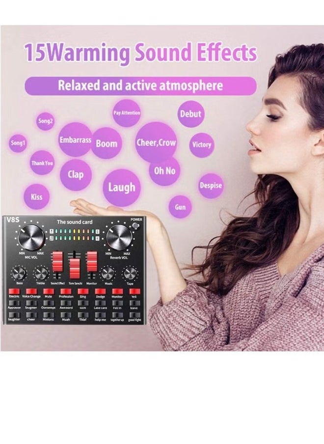 Generic Condenser Microphone Bundle Podcast Kit with Streaming Microphone Live Sound Card Adjustable Mic Stand Metal Shock Mount and Double Layer Pop Filter for Studio Recording & Broadcasting  - Image 3