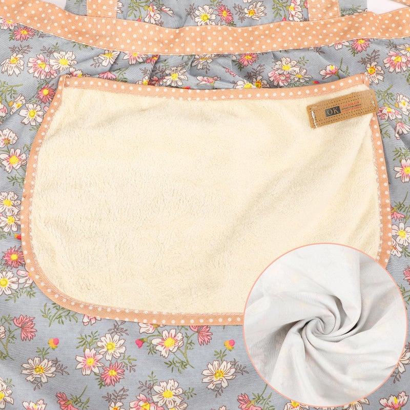 AUGSUN 2Pcs Women Aprons with Pockets, Girls Floral Apron with Big Pocket Baking Soft Chef Aprons for Kitchen Cooking Baking - Image 4